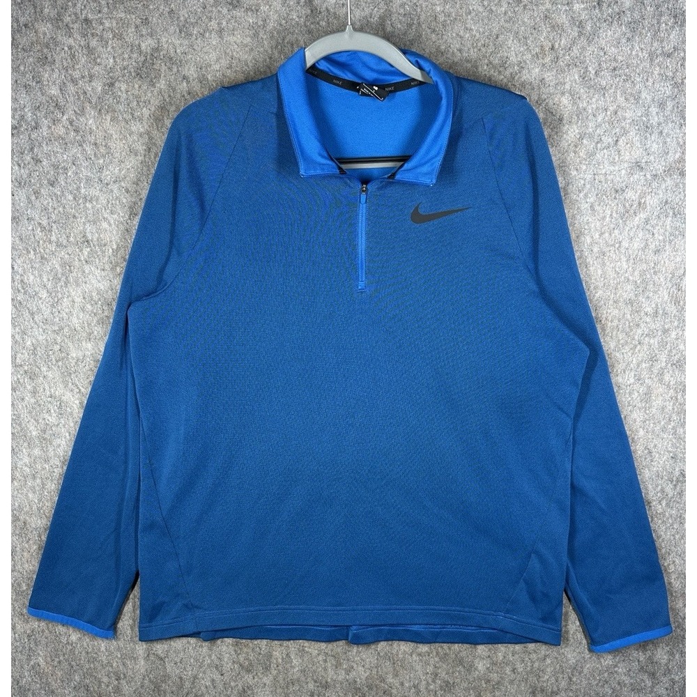 Nike Therma-FIT Mens L Battle Blue 1/4 Zip Training Pullover CJ7661-484